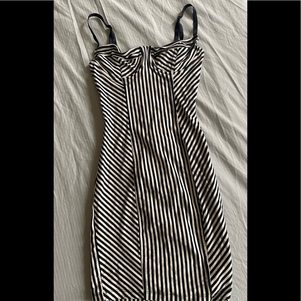 American Apparel Black and White Striped Mini Dress